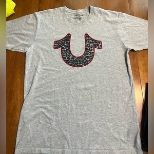true religion grey tshirt size large worn once